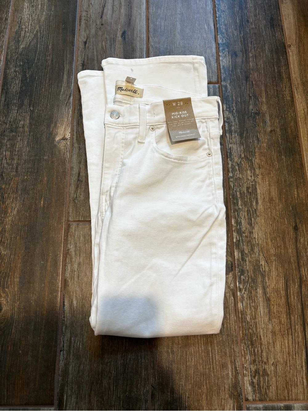 Madewell White Mid-Rise Kick Out Jeans